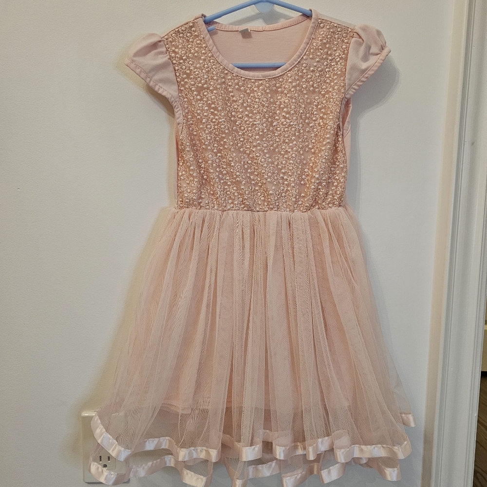 Girls pink fairy dress, size 5-6